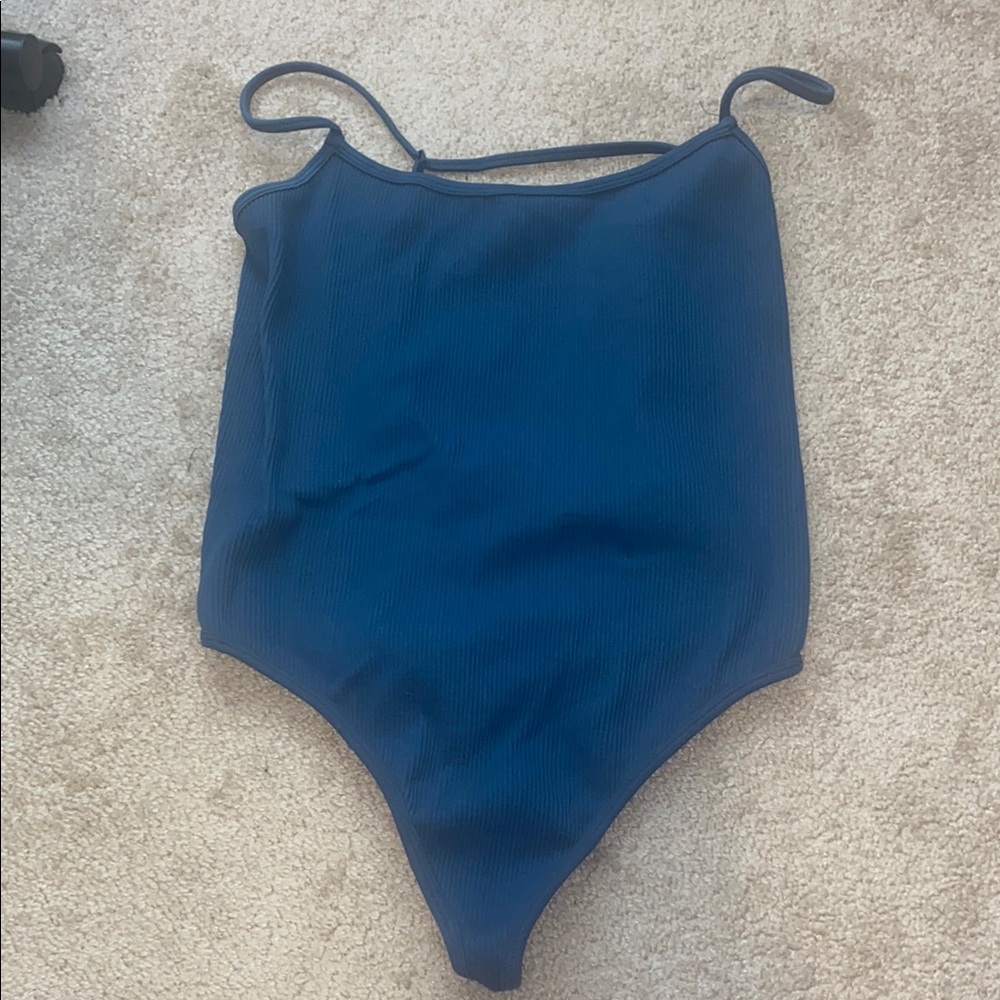 FP Movement by Free People Navy Ribbed Bodysuit